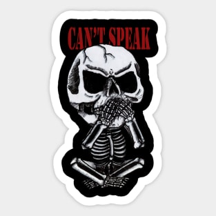 Can't Speak Skull Sticker